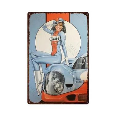 Imagem de Placa De Metal Vintage Gulf Gasoline, Arte De Parede Decorativa Para G