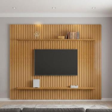Imagem de Painel para Tv até 75 Polegadas 220cmx230cm Ripado 2 Prateleiras 100% 