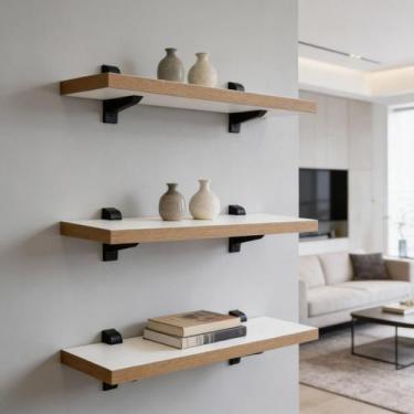 Imagem de Prateleiras MDF Laminado 15mm REFORÇADO 2un c/ Suporte Tucano Decoraçã