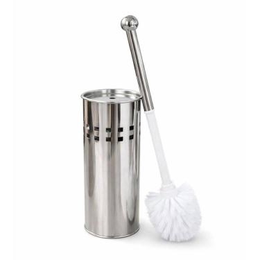 Imagem de Escova Sanitária Inox Com Suporte - Escova Vaso Sanitário Banheiro Limpeza Vaso