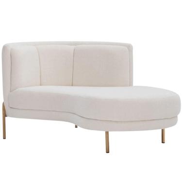 Imagem de Sofá Chaise Direito Base Ouro Fosco Penélope Bouclé Off White - Nexta Casa