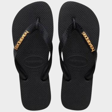 Imagem de Chinelo Havaianas Top Logo Metallic - Preto - 33/34, 33/34