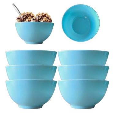 Imagem de 6 Tigelas Bowl em Melamina Redonda Para Sobremesa 450ml - Sk, Azul
