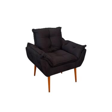 Imagem de Poltrona Decorativa Opala Para Sala De Estar E Escritório Suede Fibra Siliconada Preto Balaqui Decor