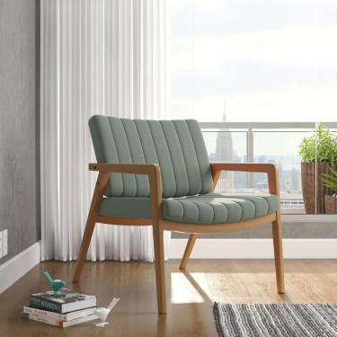 Imagem de Poltrona Decorativa Uxuá Escritório Recepção Linho Verde Casa Imperial