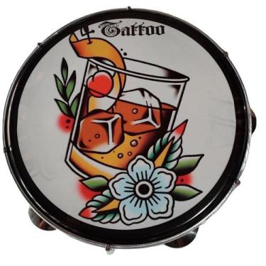 Imagem de Pandeiro 10 Polegadas Pele Leitosa Vip Tattoo Drink, Branco