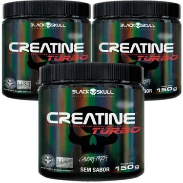 Imagem de Kit 3X Creatina Monohidratada Creatine Turbo Black Skull 150g Energia 