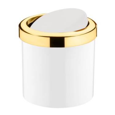 Imagem de Lixeira basculante 5 litros - branco/dourado - FUTURE