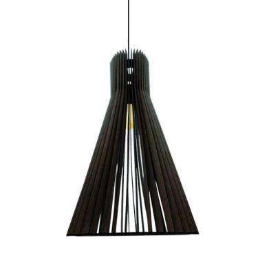 Imagem de Luminária Teto Tipo Pendente Funil Mdf - Completa Cor:preta - LENOBRE