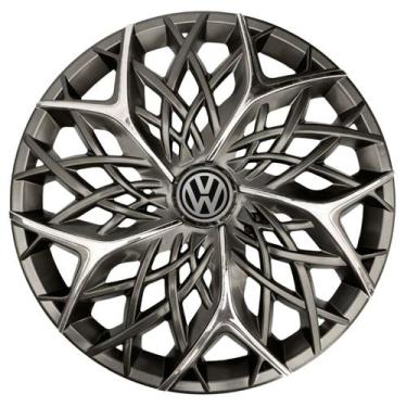 Imagem de Calota esportiva aro 13 moove graphite chrome + emblema resinado vw - 