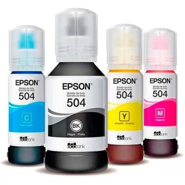 Imagem de Kit 4 Cores Tinta Epson 504 T504 Original para Ecotank L4150 L4160 L61