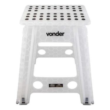 Imagem de Banqueta De Plástico Dobrável Multiuso Com Alça 45cm Branca Vonder