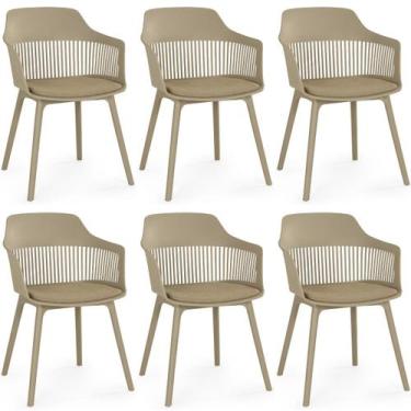 Imagem de Kit 6 Cadeiras de Jantar Estofada Marcela - Nude Escuro - Magazine Dec