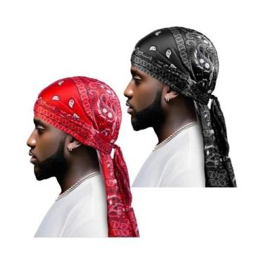 Imagem de Durag De Seda Com Estampa De Amoeba, Bandana De Cauda Longa, Touca Pir
