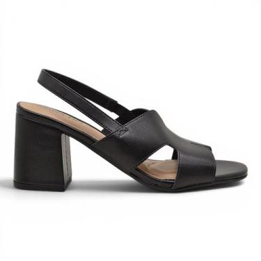 Imagem de Sandalia Beira Rio Conforto Salto Grosso Feminina Slingback, Preto, 38