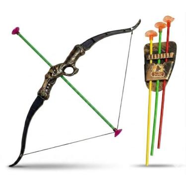 Imagem de Kit Arco E 3 Flecha Ventosa Infantil Medieval Brinquedo 38cm - Amacom