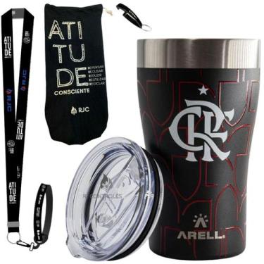 Imagem de Copo Térmico Arell com Isolamento a Vácuo 500ml Flamengo com Kit Prote