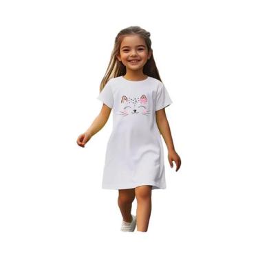 Imagem de Vestido estampado menina com linha gatinho, mistura poliéster confortá