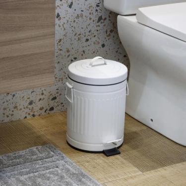 Imagem de Lixeira Banheiro Branca 5l 26x20cm Aco - Brazil Home Living