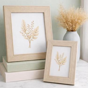 Imagem de Kit 2 Porta Retratos Claro Moderno Grande + Pequeno Decoração Para Cas