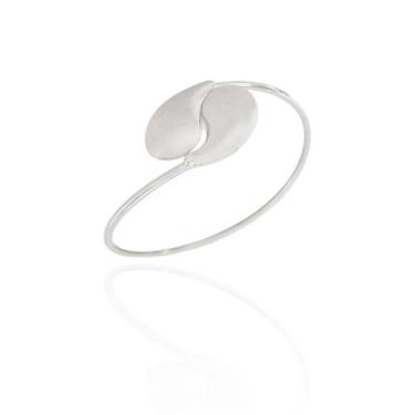 Imagem de Bracelete Gota Curvada Banho Ródio Branco - Lua Mia Joias
