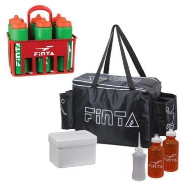 Imagem de Kit Bolsa Térmica Massagem + Cesta c/ 6 Squeezes 1L Finta, Preto, Únic