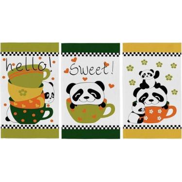 Imagem de Pano de Prato Atoalhado Felpudo Teka Primore - Ursinhos-Panda (kit com