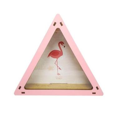Imagem de Cofre Cofrinho Moedas Dinheiro Mdf Triangulo Flamingo - De Coração Sho