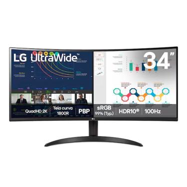 Imagem de Monitor Ultrawide Curvo 34WR50QK-B 34" Quadhd 2K VA 100Hz Srgb 99% HDR10 Preto LG