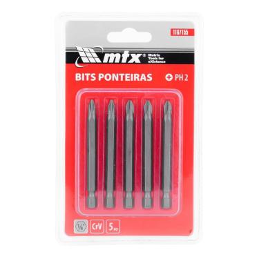Imagem de Bits Philips PH2 5x75mm Aço Crv 54 HRC 1-4 Pol 5 Peças Vermelho para Montagem Eletrodom...
