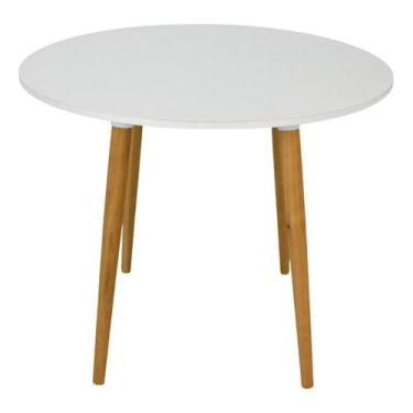 Imagem de Mesa Jantar 90cm Redonda Pé Palito 75cm Eucalipto Ayme Canhão Escrivan
