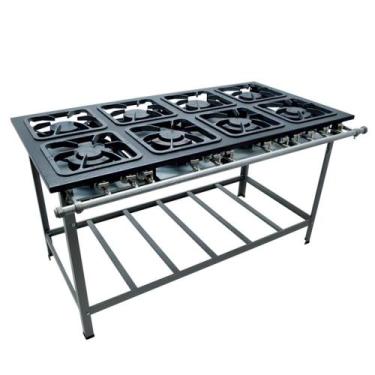 Imagem de Fogao Industrial 8 Bocas M-16 M/m S2000 30X30 Perfil 6,5 Cm Com Porta 