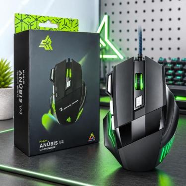 Imagem de Knup Mouse Gamer Anúbis V4 USB 2400 DPI RGB 7 Botões Ergonômico Preto