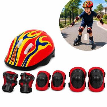 Imagem de Kit Protecao Infantil Capacete Joelheira Cotoveleira 7 Pecas Bike Cicl
