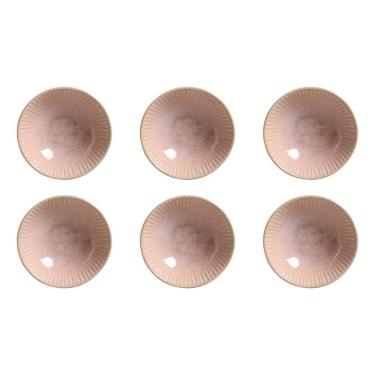Imagem de Conjunto de Cumbucas Linhas Litchi 370ML 6 Peças Stoneware para Sobremesas e Petiscos Rosa Porto Brasil