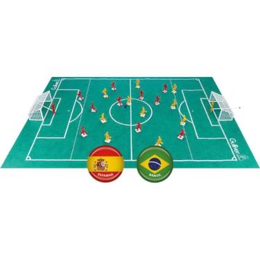 Imagem de Futebol de Botão Club 2 Brasil X Espanha com Campo em TNT e Maleta Gulliver