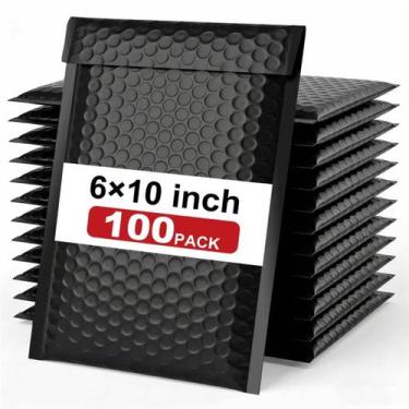 Imagem de Envelopes almofadados WHXMHRQ 6x10 polegadas pretos impermeáveis 100 u