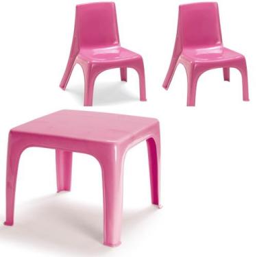Imagem de Mesa Infantil Rosa + 2 Cadeiras de Plástico Reforçado - Injeplastec