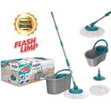 Imagem de Mop Fit Giratório 360 Esfregão Microfibra Ideal Todos Pisos Flash Limp