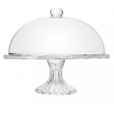 Imagem de Prato para Bolo com Pé e Tampa Deli Diamond 30cm x 23,5cm Vidro Lyor