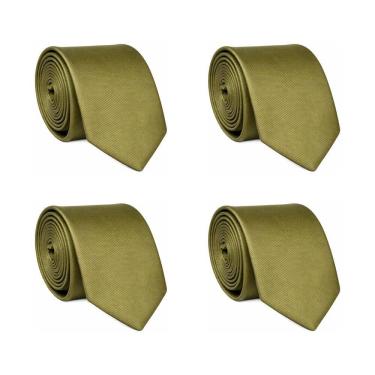 Imagem de Kit 4 Gravatas Social  Tons de Verde Masculina Slim Lisa Padrinho Casamento Noivo Trabalho Congresso