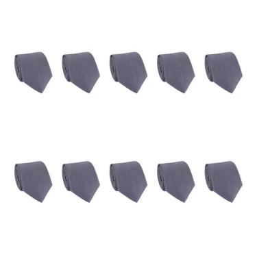 Imagem de Kit 10 Gravatas Masculina Social Slim Premium Tons de Cinza Lisa Elegante Padrinhos Formatura Trabalho