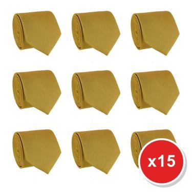 Imagem de Kit 15 Gravatas Social Tons de Amarelo Masculina Slim Lisa Padrinho Casamento Noivo Trabalho Congresso