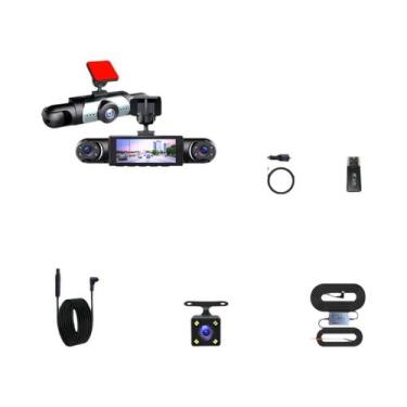 Imagem de Câmera Veicular 1080P Full HD Com Visão Noturna, 4 Lentes, Gravação Em