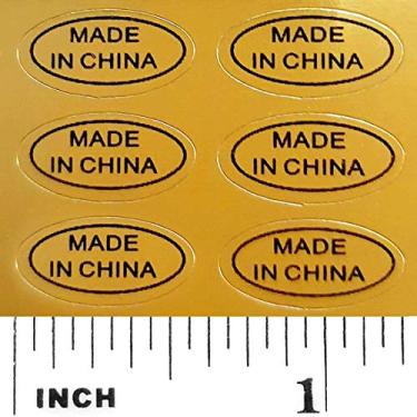 Imagem de Mais de 10.000 adesivos feitos na China, etiquetas autoadesivas ovais de fácil remoção pré-separadas da IntelGifts. Show Country of Origin em produtos importados da China, Gold 1,000, 5Wx8.5L