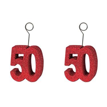 Imagem de Beistle 50 suportes para fotos/balões com glitter 170 g (vermelho), pacote com 2