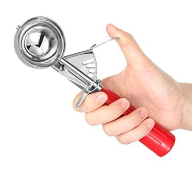 Imagem de Colheres de sorvete, colher de biscoito de tamanho médio com gatilho de aço inoxidável cupcake muffin colher colher melão colher presente de ação de graças para crianças e famílias (tamanho médio - 2,6 colheres de sopa)