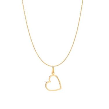 Imagem de Colar Rommanel Banhado Ouro Pingente Coração Vazado 50cm