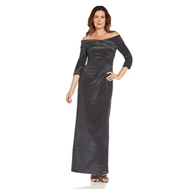 Imagem de Adrianna Papell Vestido feminino elástico metálico, Preto/bronze, 38