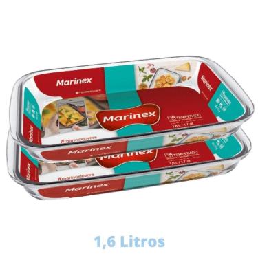 Imagem de 2 Assadeiras Travessas Vidro 1,6L Retangular Nadir Marinex